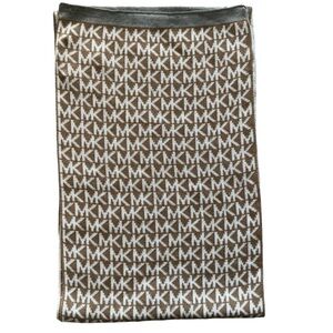 Michael Kors knit scarf beige brown MK logo one size